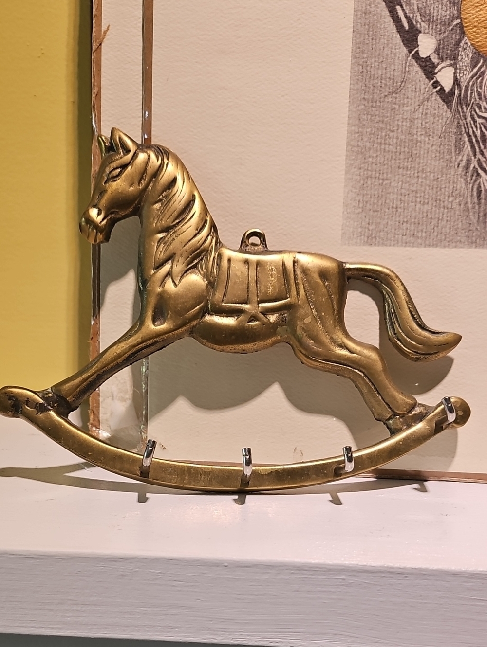 Solid Brass Horse With 4 Hooks